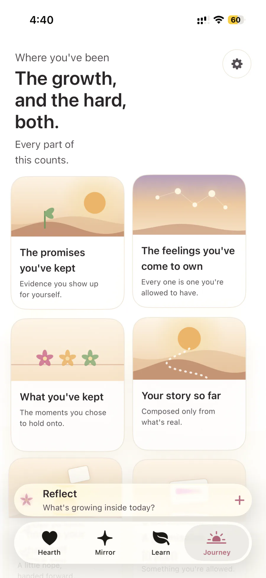 Journey: a healing landscape and a constellation of named feelings