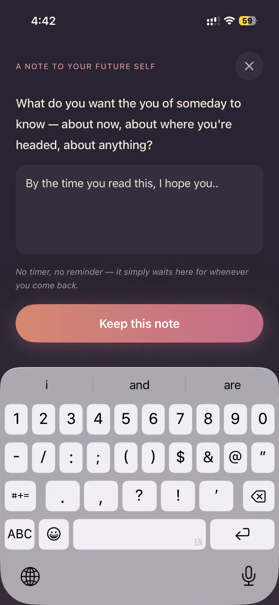 A calm moment in the app